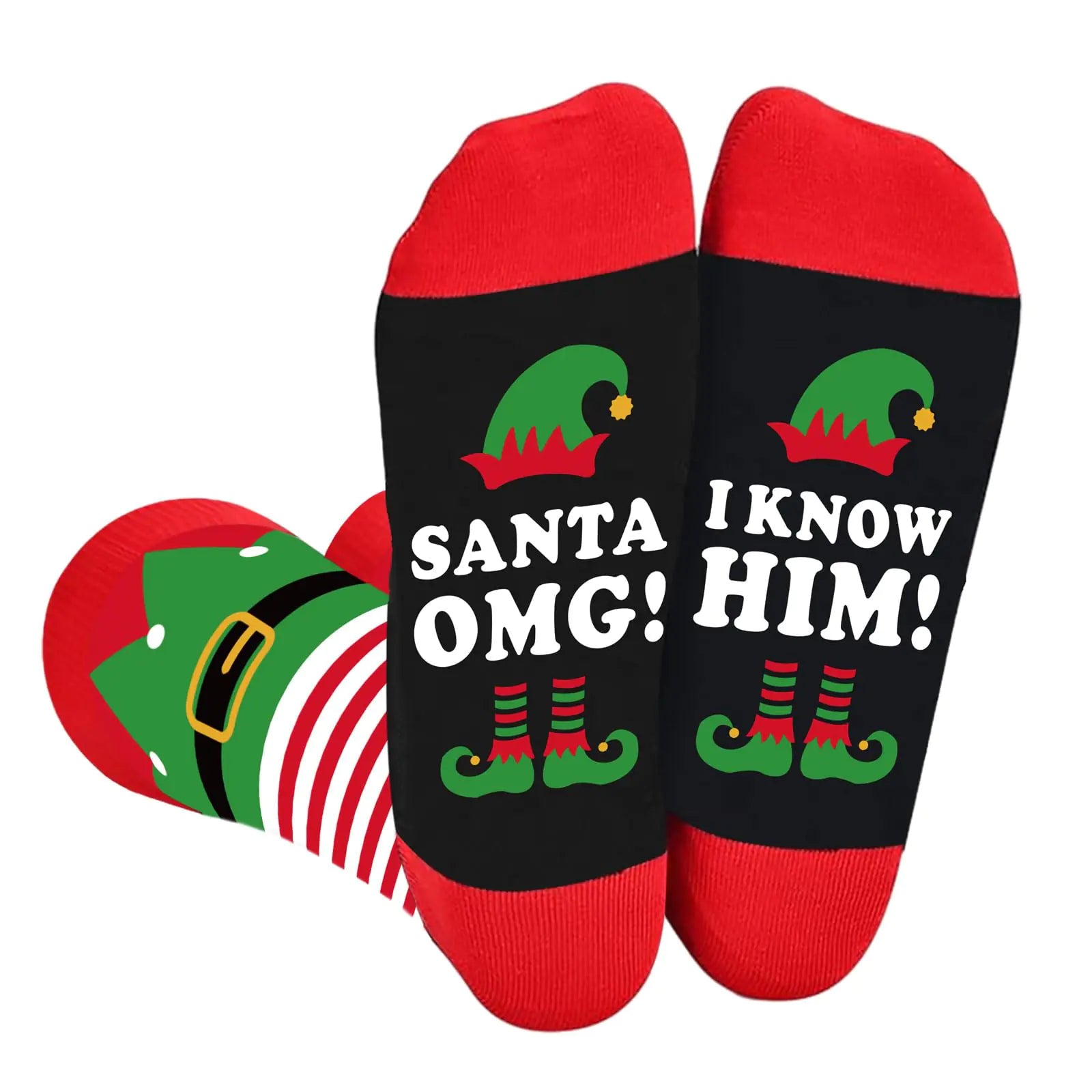 Arsemica Buddy The Elf Christmas Socks for Women Men Funny Holiday Elf Socks Winter Warm Knitted Cartoon Socks Novelty White Elephant Gifts for Christmas Stocking Stuffer